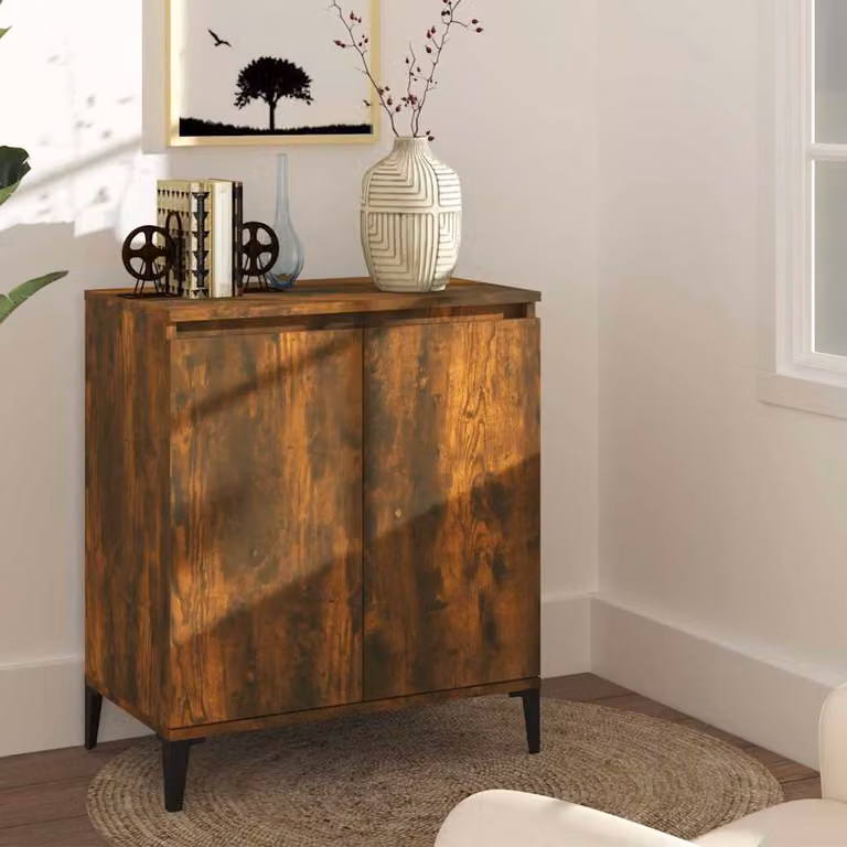 Credenza vidaXL in Rovere Fumo e Legno Multistrato, L: 60 cm, P: 35 cm, H: 70 cm