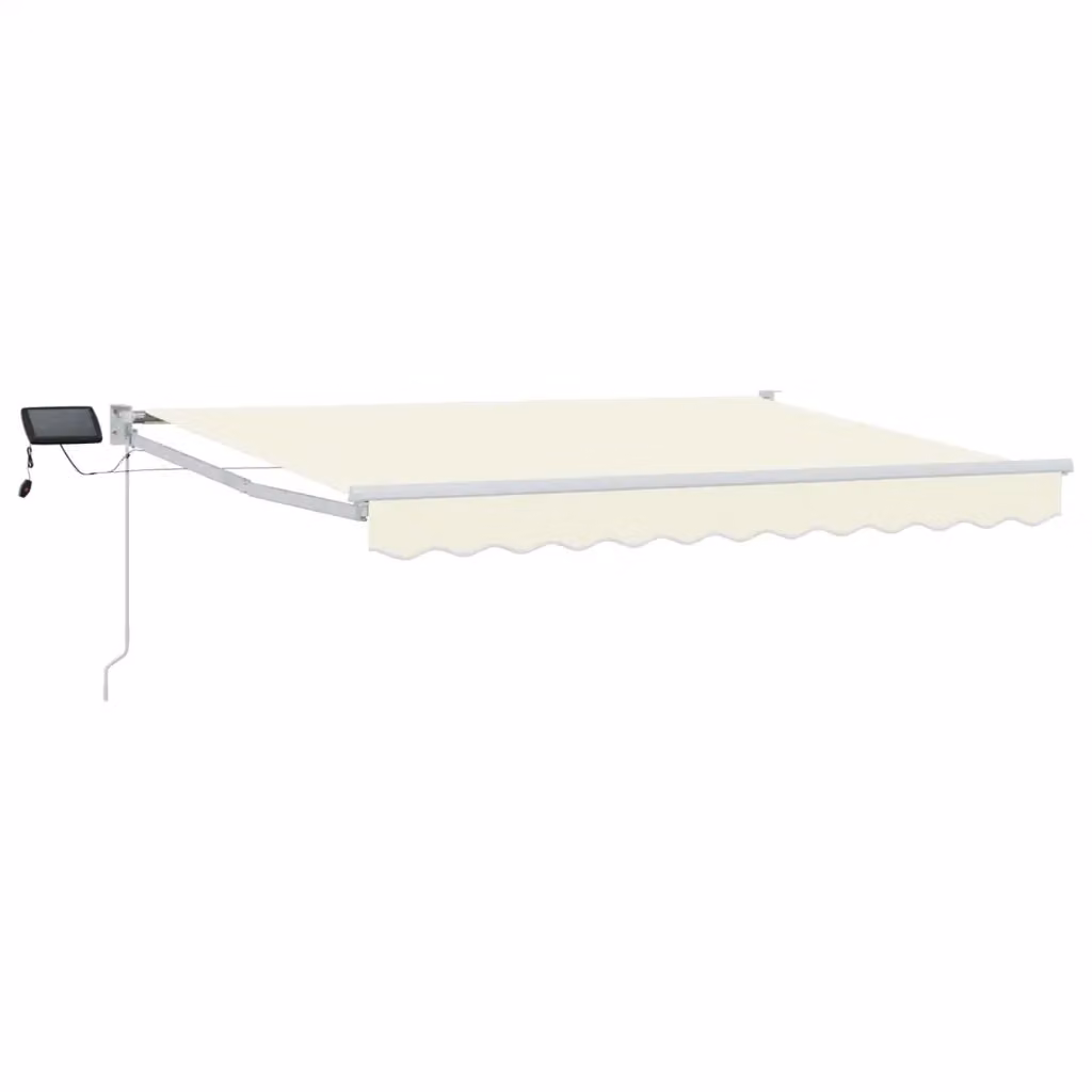 Tenda retrattile manuale con LED vidaXL in poliestere, colori crema e bianco, L: 300 cm, P: 250 cm – 2