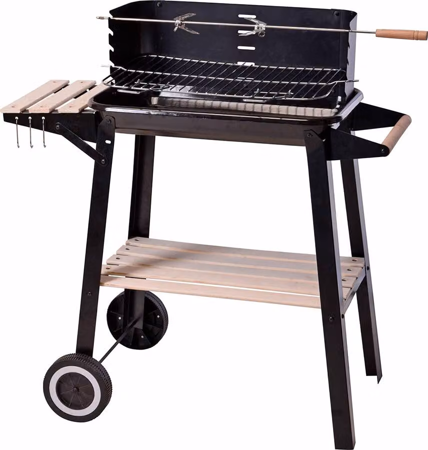 Barbecue a carbonella con carrello - 54x34x65 cm - Barbecue da giardino su ruote per terrazza e balcone