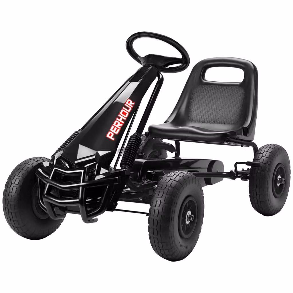 Go-Kart a pedali XYLO per bambini con sedile regolabile e freno manuale, nero, L: 110 cm, P: 61 cm, H: 62 cm – 2