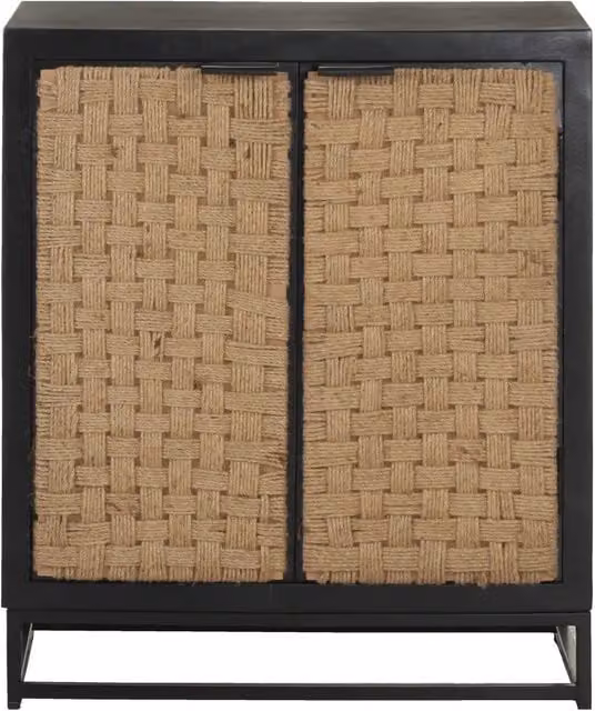 Credenza in legno massello di mango e metallo nero stile industrial per soggiorno o sala da pranzo L: 60 cm, P: 35 cm, H: 70 cm – 1