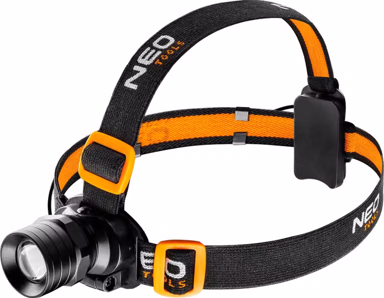 NEO TOOLS Torcia frontale 250 lumen, zoom, CREE XPE, 3xAA