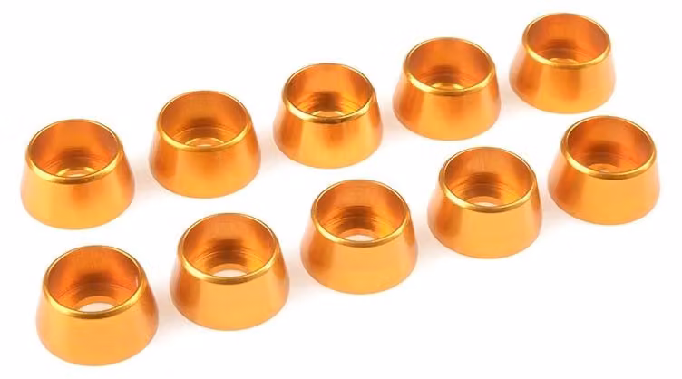 G-Force, rondella in alluminio per viti della testa del cilindro M5, diametro esterno (AD) 12 mm, colore oro, confezione da 10 pezzi / GF-0406-050