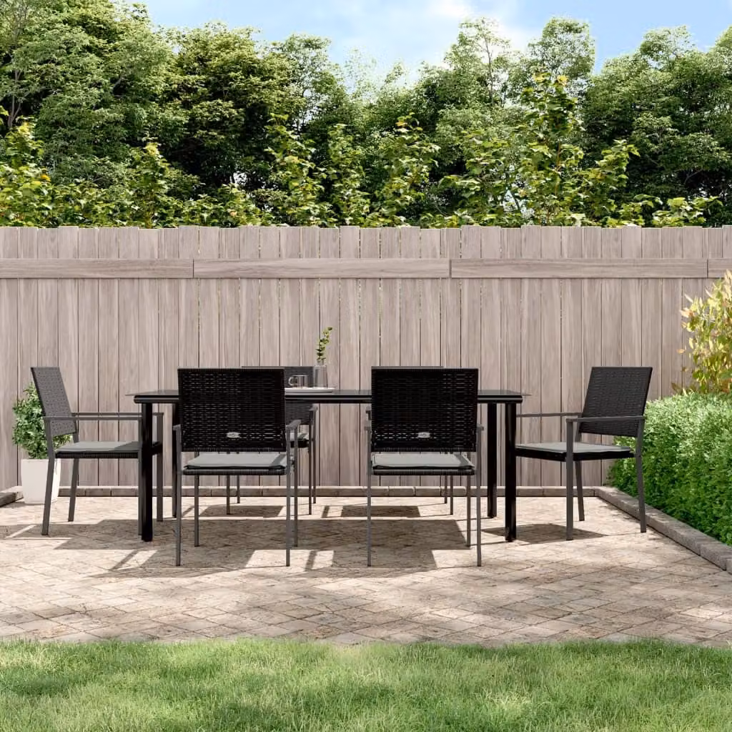 Maison Exclusive - Set Pranzo da Giardino 7 pz con Cuscini in Polyrattan e Acciaio