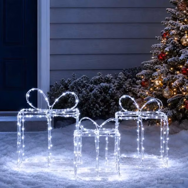 Scatole regalo di Natale luminose LOVIISA 3 pz 360 LED 42053432