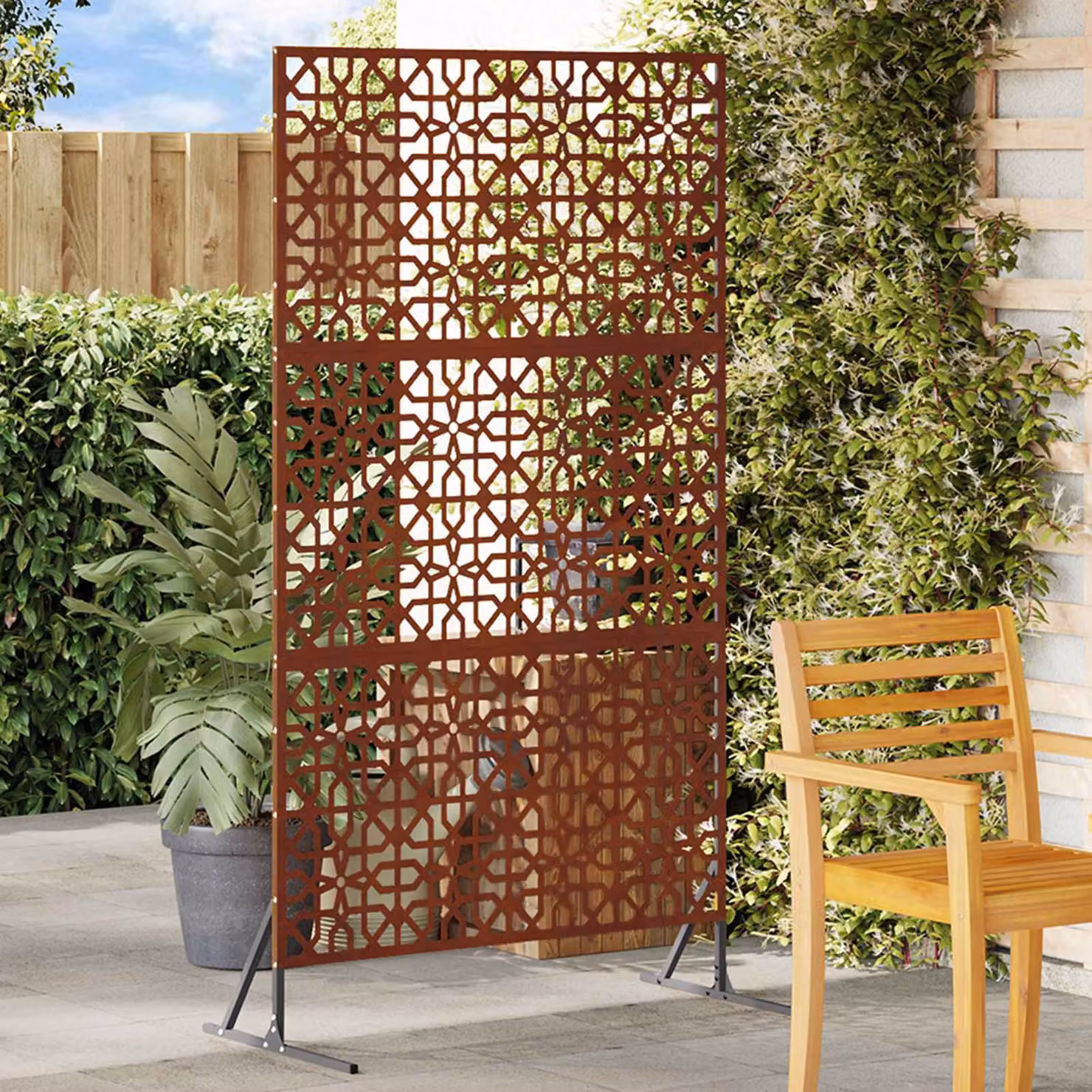 Paravent per privacy vidaXL in acciaio semi-trasparente, colore marrone, L 100 cm x P 50 cm x H 180 cm