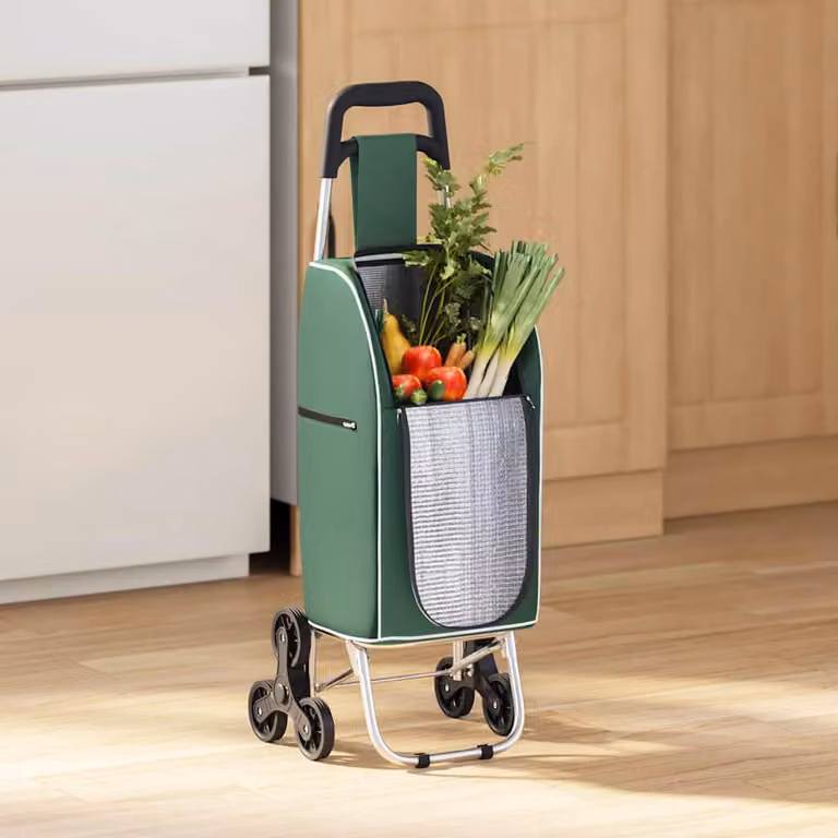 vidaXL Carrello della spesa verde 39,5 x 33 x 93 cm Tessuto Oxford