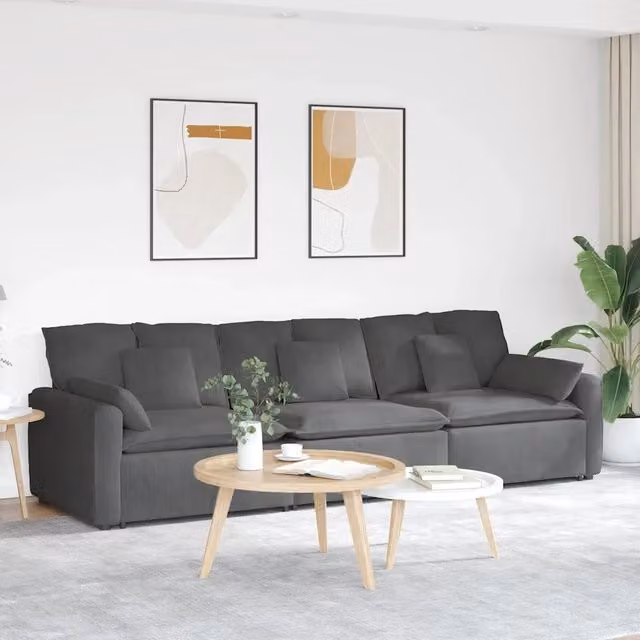 Divano Modulare con Cuscini Grigio Scuro 3321108