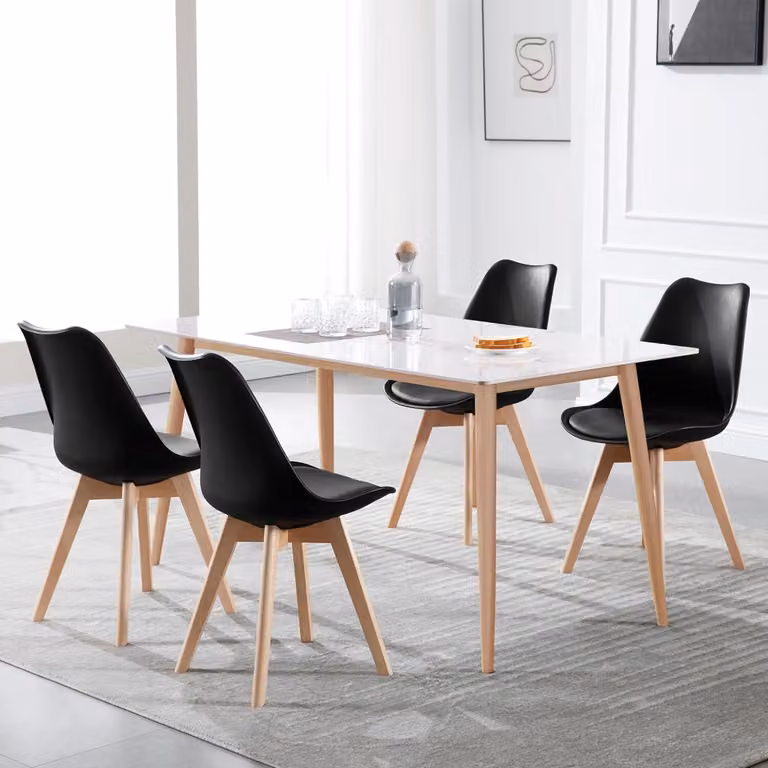 WOLTU sedia da pranzo 1 pezzo sedia da pranzo design sedia da cucina legno nero