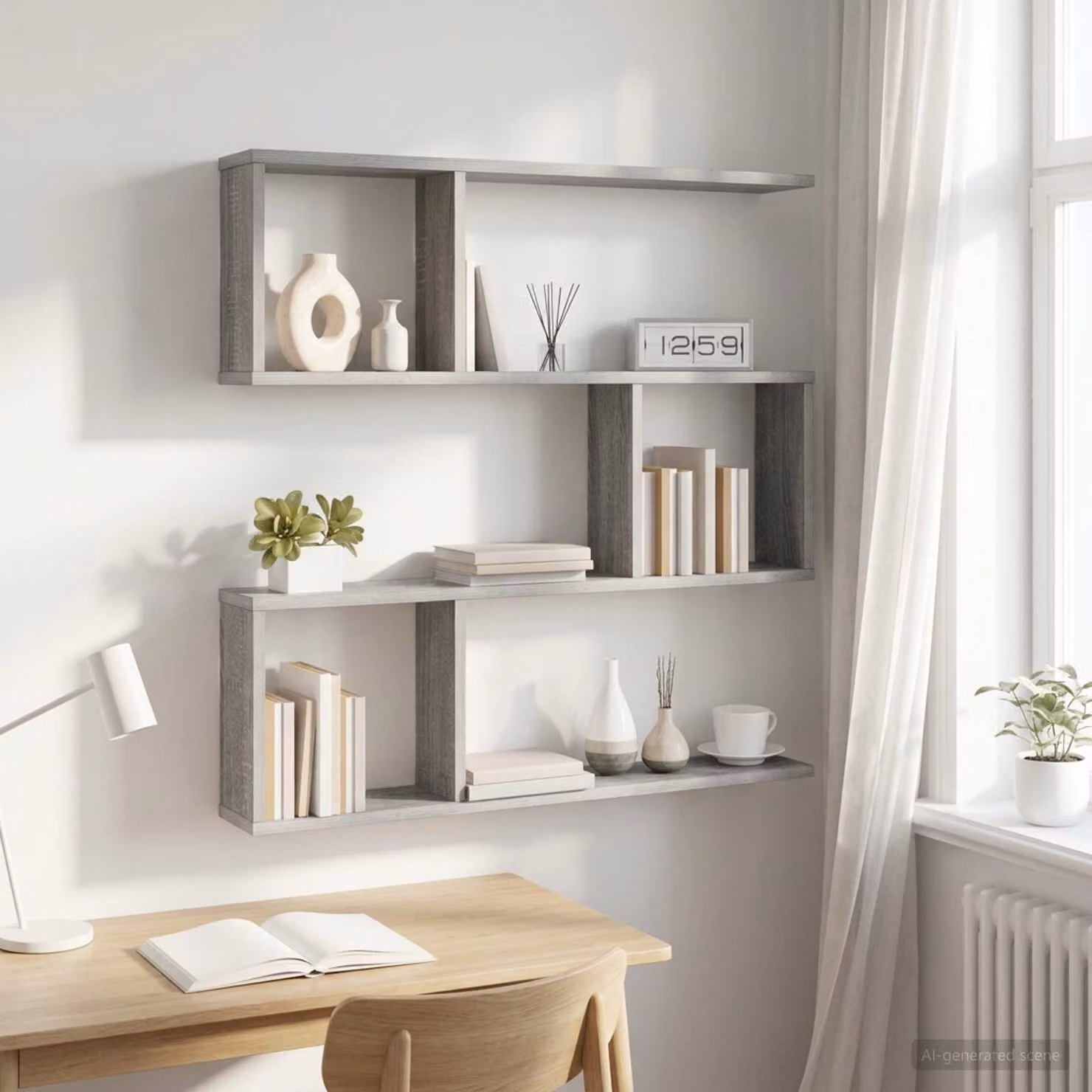 Scaffale da parete moderno vidaXL in finitura Sonoma grigio L: 80 cm, P: 12 cm, H: 79,5 cm