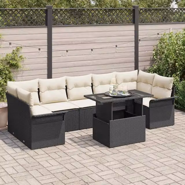 Set Divano da Giardino 8 pz Nero 3356970