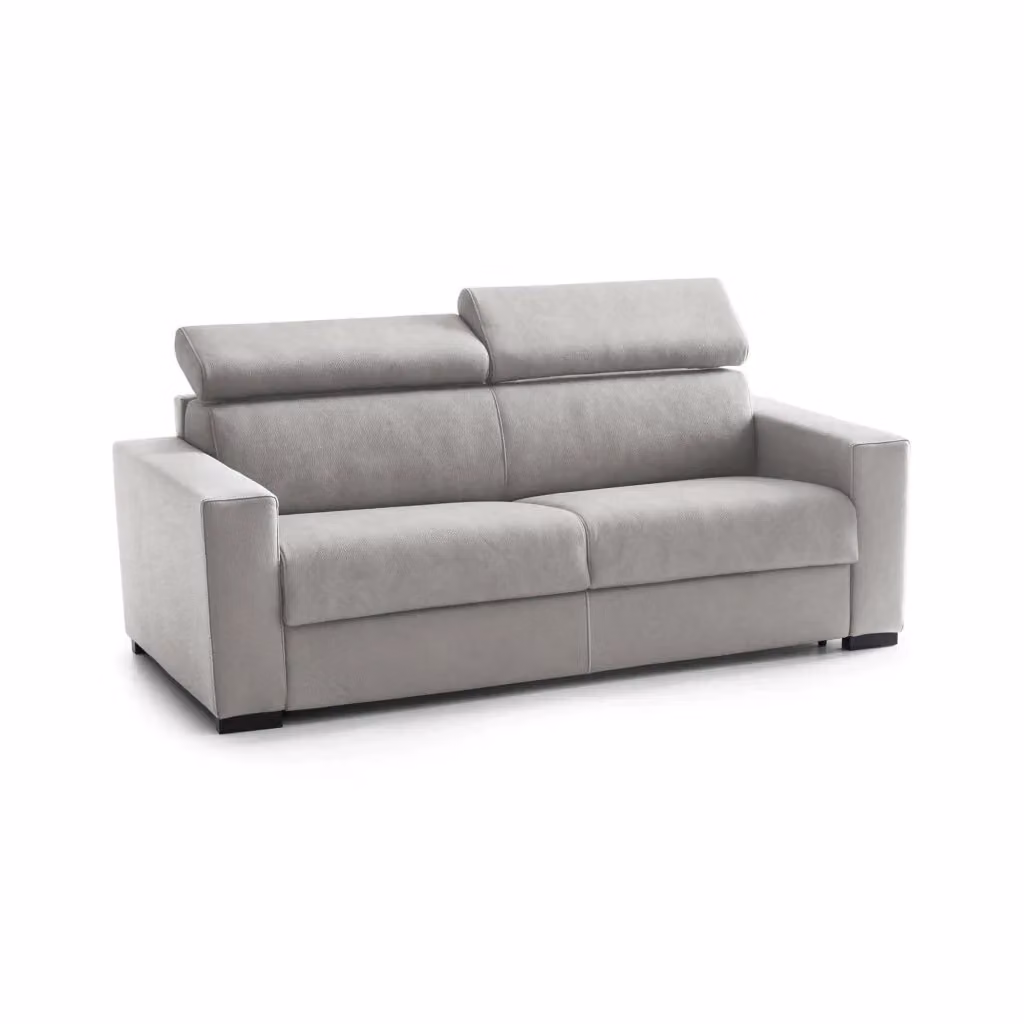 Divano a 2 posti Schiavo TALAMO ITALIA in tessuto Grigio con poggiatesta regolabili, L: 200 cm, P: 95 cm, H: 85 cm – 2