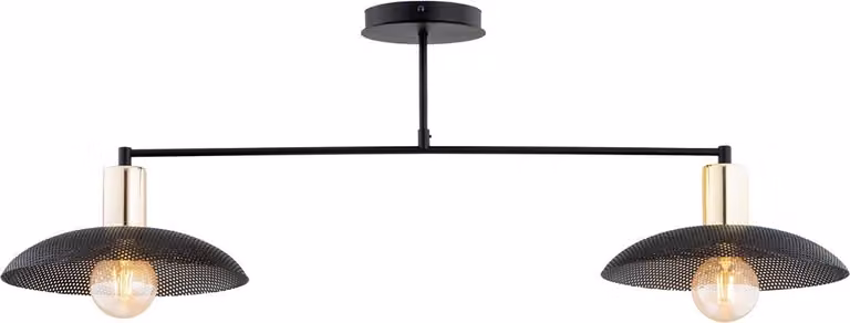 Lampada da soffitto nera a 2 paralumi con elementi dorati SPIRIT 2xE27 15W Emibig