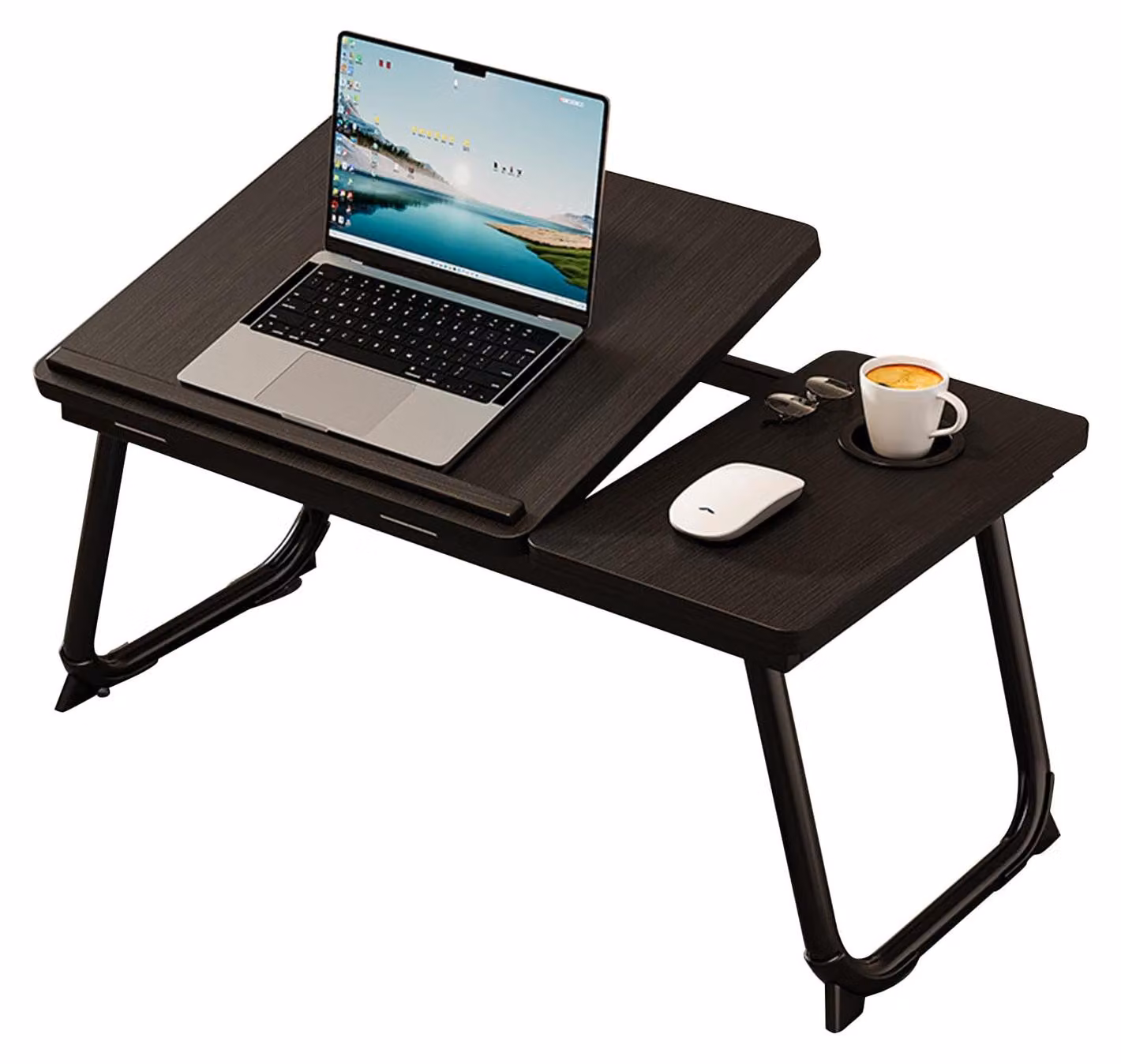Tavolo pieghevole per laptop con portabicchieri