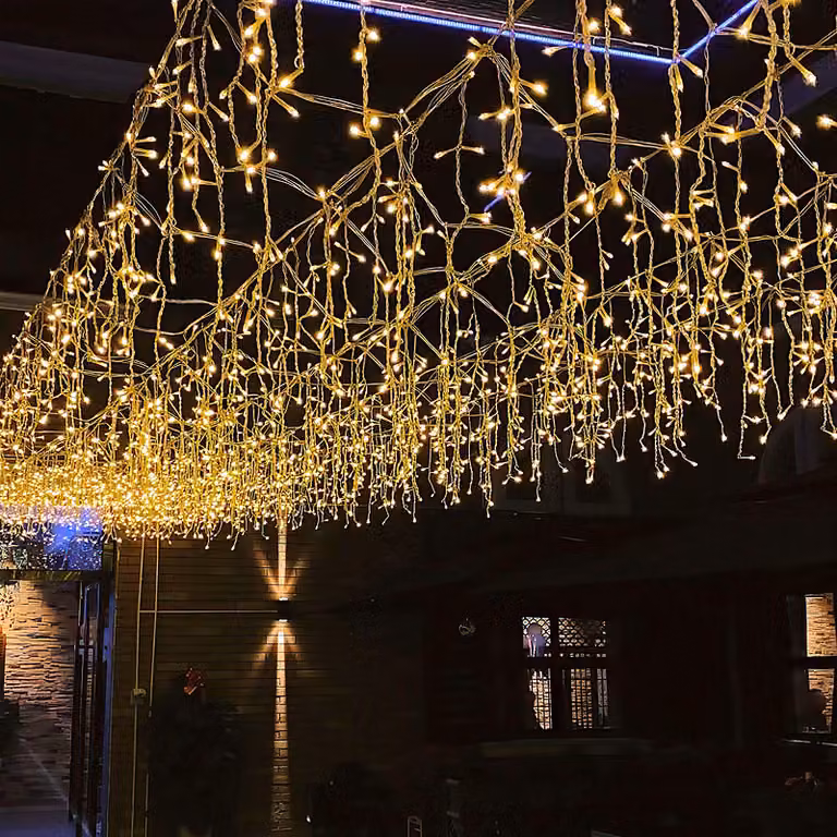 Jopassy 10M 200 LED luci fiabesche LED pioggia di ghiaccio nevicata luci di Natale tenda luminosa IP44 8 modalità con spina all'aperto indoor Halloween Natale festa di nozze decorazione bianco caldo