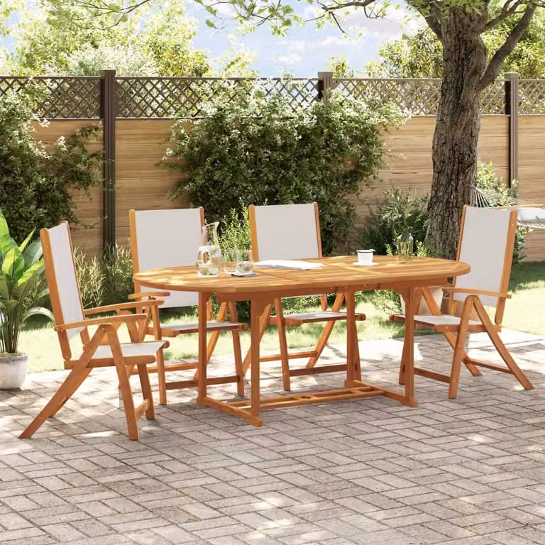 Maison Exclusive - Set da pranzo da giardino a 5 pezzi in legno massello di acacia e Textilene