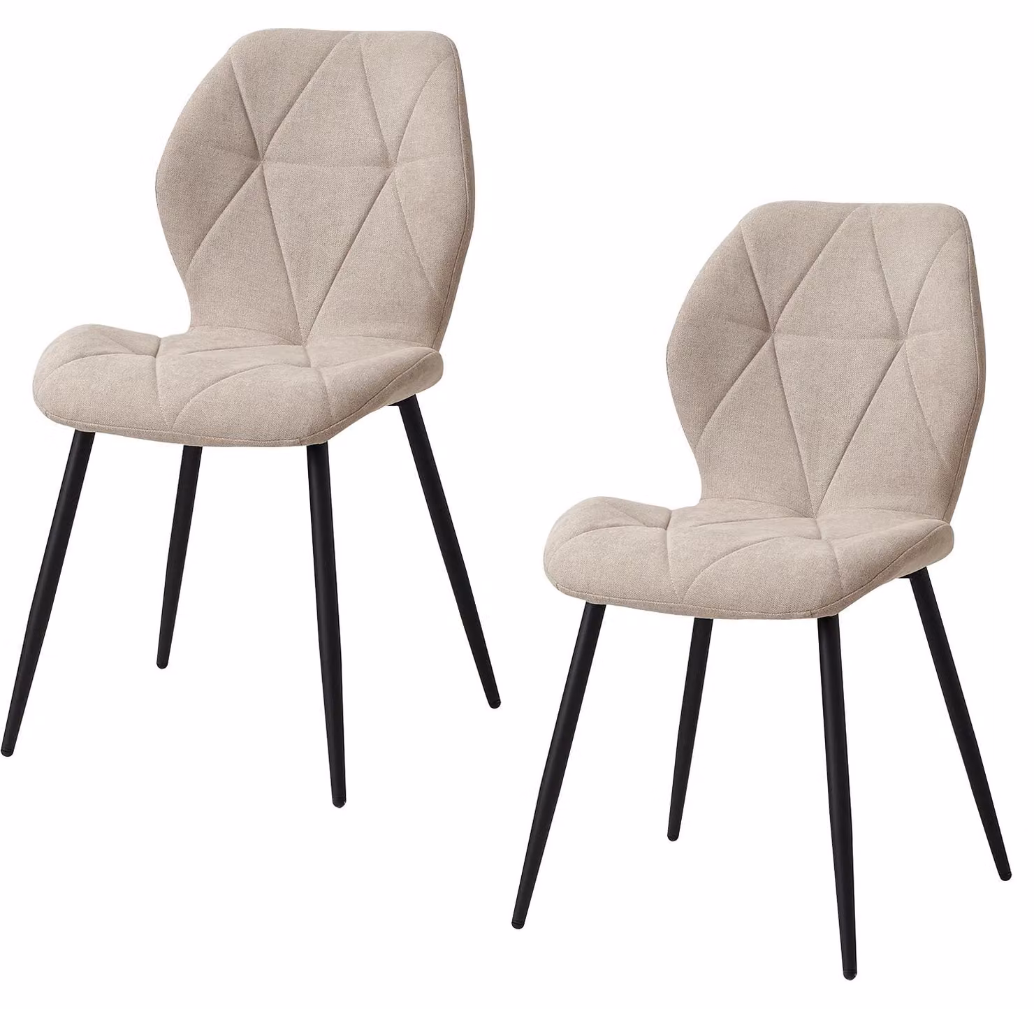 Sedie da pranzo - Set da 2 - Design moderno e minimalista - Struttura in metallo - Senza braccioli - Da montare autonomamente - Colore beige
