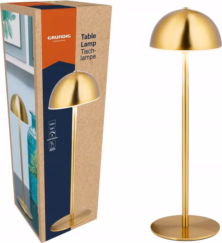 Gold USB-C LED Touch Table Lamp Lampada da tavolo a tre modalità in rame