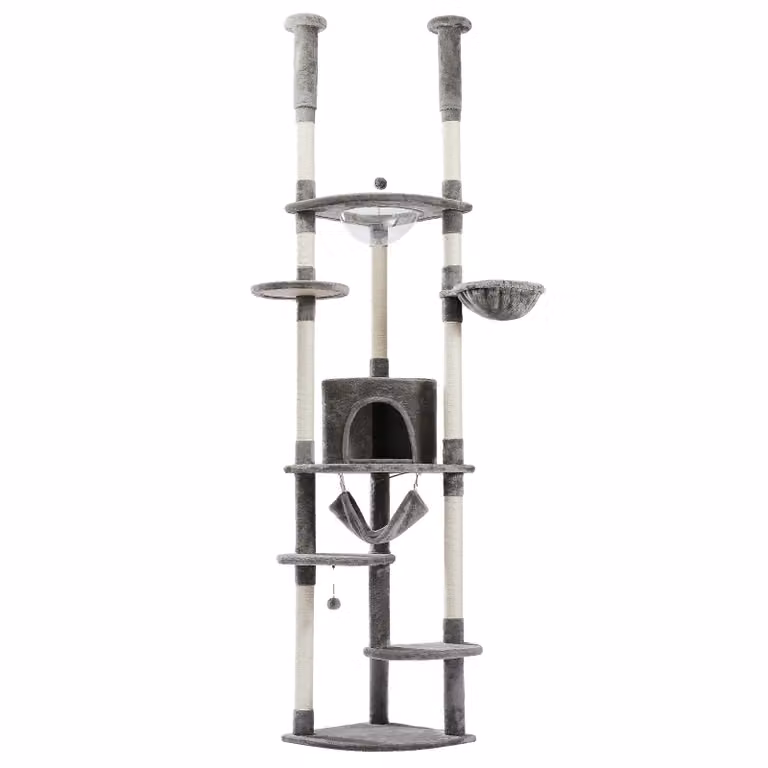 Albero per gatti da pavimento a soffitto, 5 livelli, struttura robusta , AMT0119GY-HW