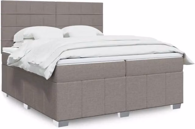 Letto Ibrido Moderno vidaXL con Materasso in Tessuto e Illuminazione Sottostante, L/P: 200 x 200 cm, Colori Beige, Bianco e Grigio