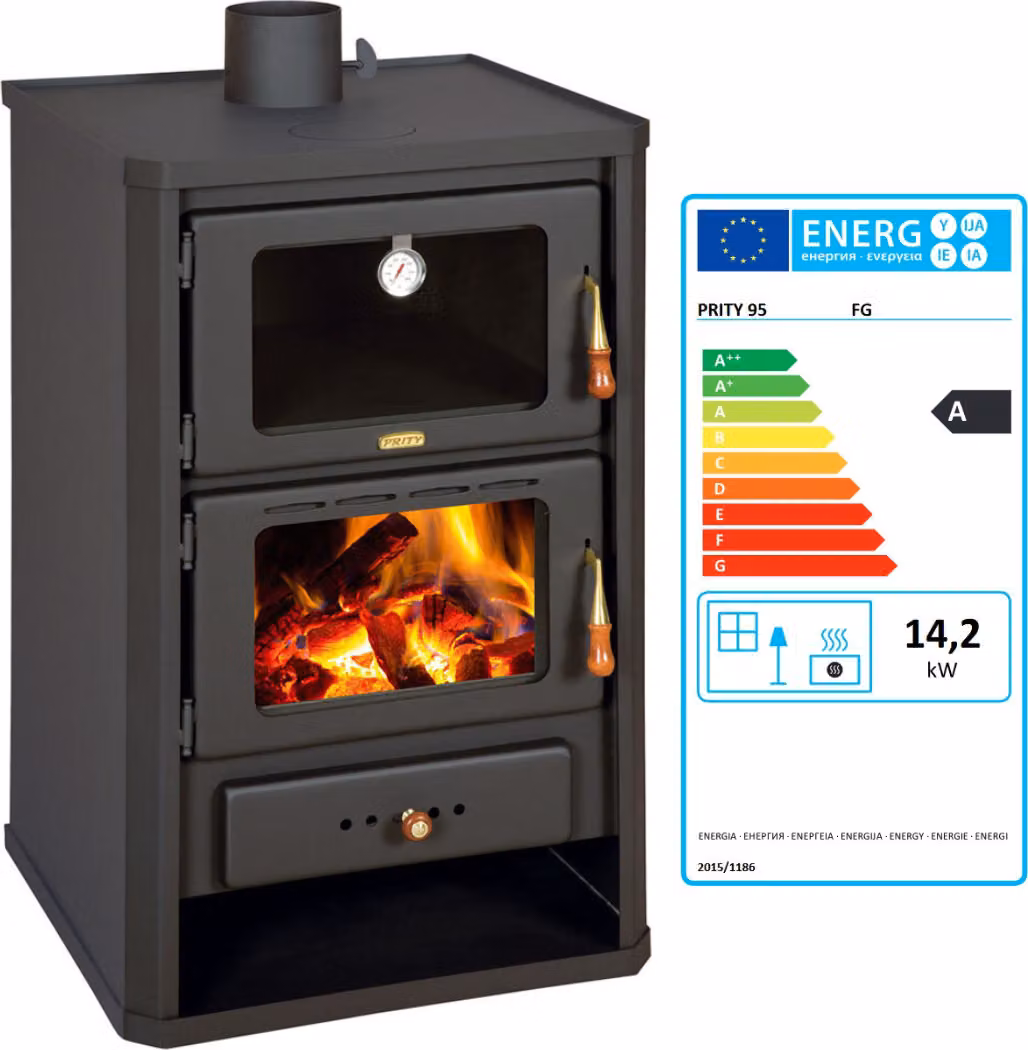 Stufe di cottura Stufe a legna e a carbone con forno Prity FG 14 kw BImSchV II