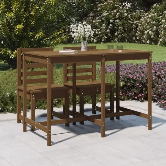 Tavolo da giardino rettangolare vidaXL in legno di pino marrone, stile rustico, L: 159,5 cm, P: 82,5 cm, H: 110 cm