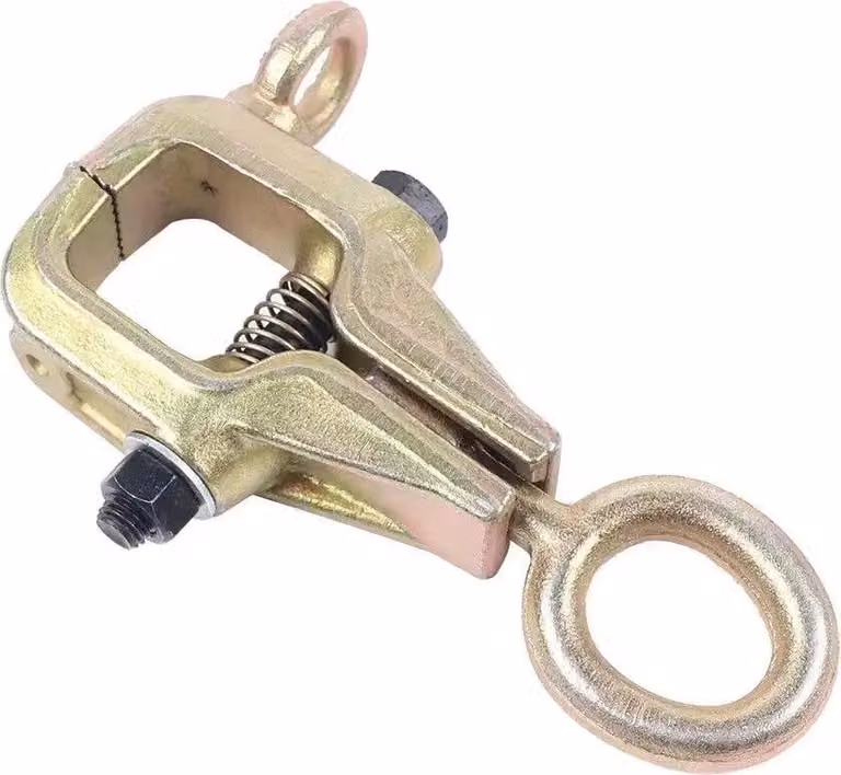 Morsetto di traino per carrozzeria - Forma a ganascia a 2 vie (superiore e diritta) - Forza di traino 5 t - Acciaio - 22×8,5 cm - Anelli 8 cm/4,5 cm - Per metallo