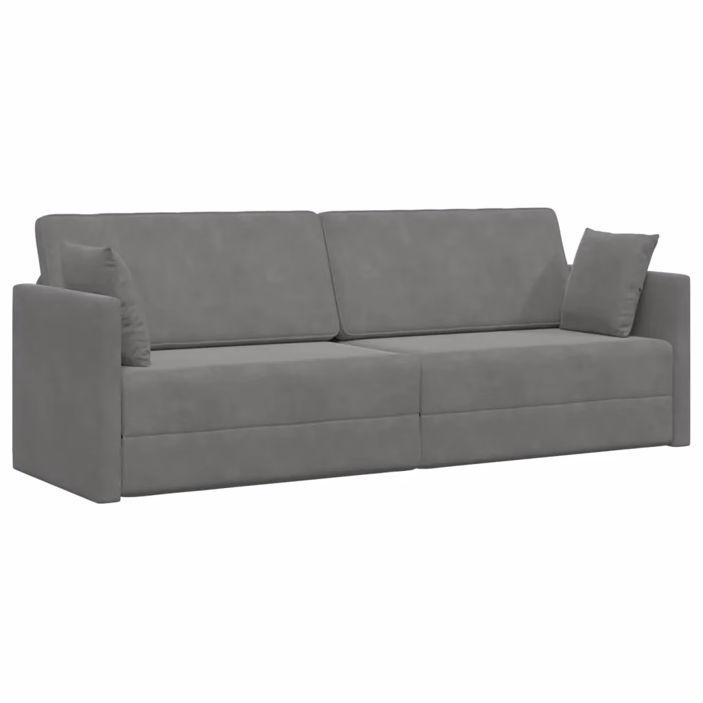 Divano-letto da pavimento vidaXL in velluto grigio con funzione letto e cuscini inclusi L: 213 cm, P: 70 cm, H: 77 cm – 2