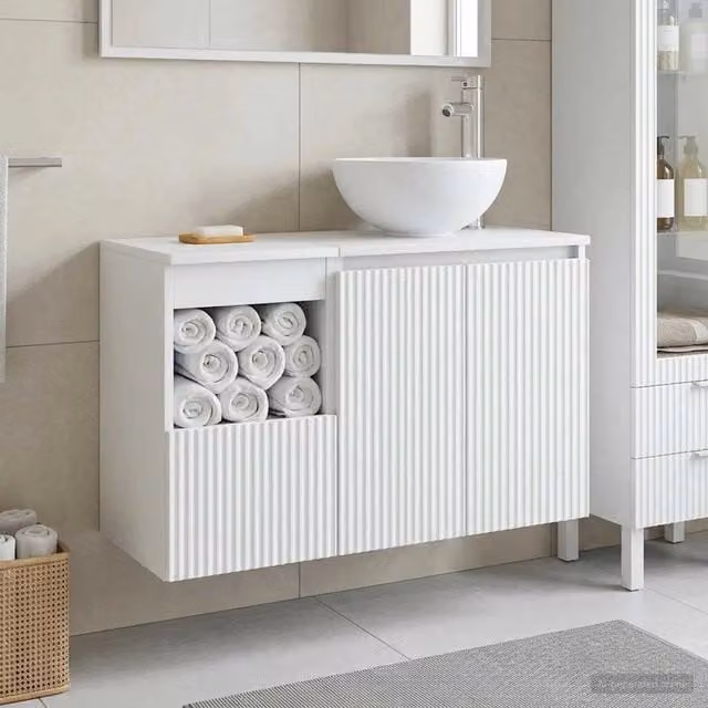 Set di mobili per il bagno 2 pz Bianco Legno ingegnerizzato 3404034
