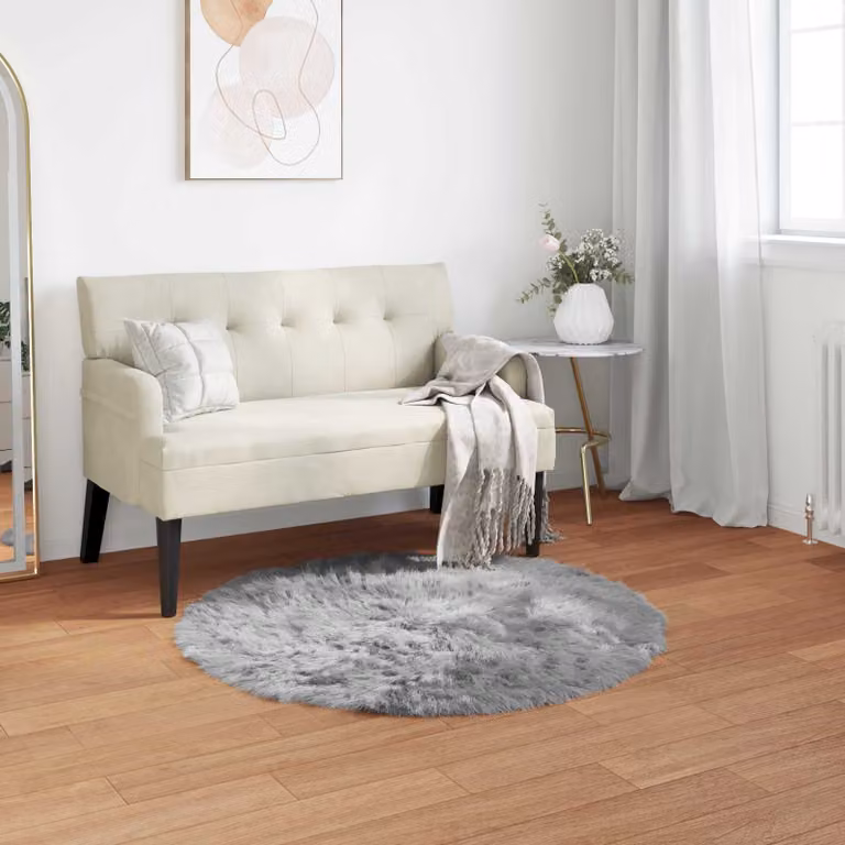 Tappeto rotondo in finta pelliccia vidaXL Grigio Ø 100 cm in poliestere