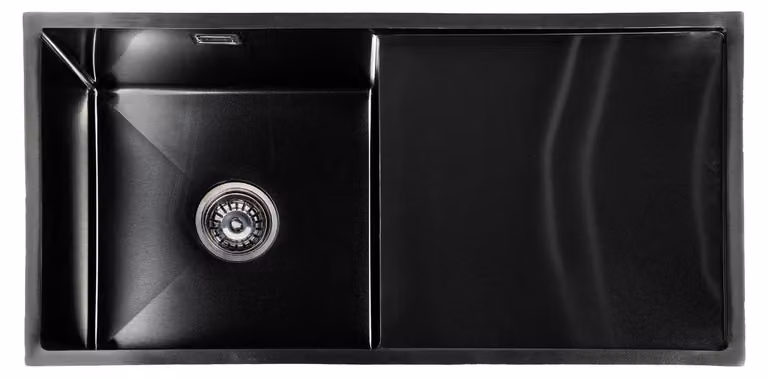 Lavandino online Lendo con scaricola 87x44 cm in acciaio inox nero