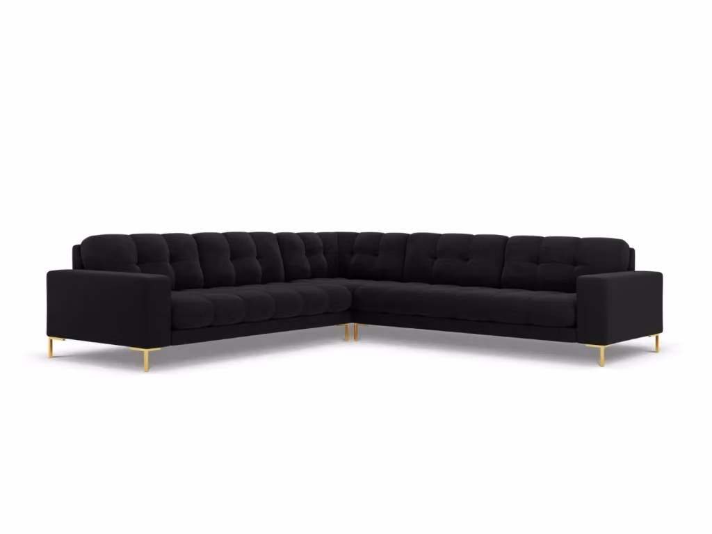 Divano angolare reversibile Bali Cosmopolitan Design in velluto nero e oro da 6 posti per il tuo living L/P/H: 256 x 217 x 93 cm – 2