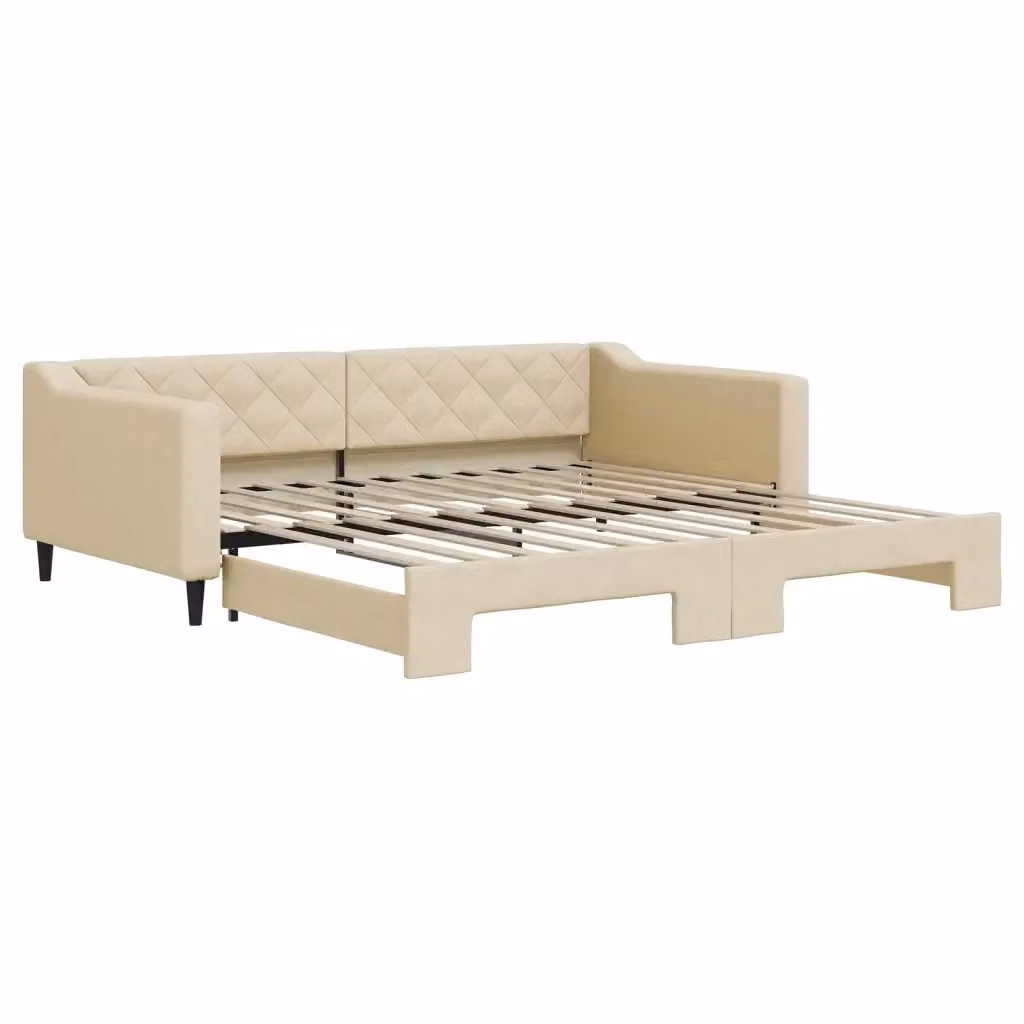 Divano Letto Moderno vidaXL con Letto Estraibile in Tessuto Beige L/P/H: 223 x 110 x 67 cm con Materasso 100 x 200 cm – 2