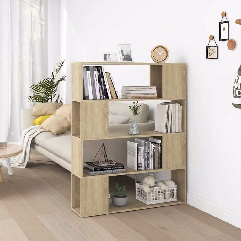 Libreria divisorio vidaXL in MDF color rovere marrone L 100 cm, P 24 cm, H 124 cm