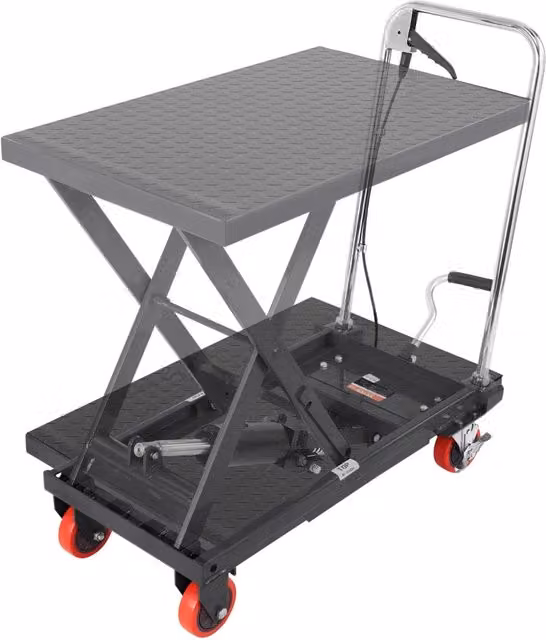 Carrello Elevatore Idraulico TF23 a Forbice Singola, Piattaforma 230 kg 220-720 mm in Acciaio per Officina, Nero