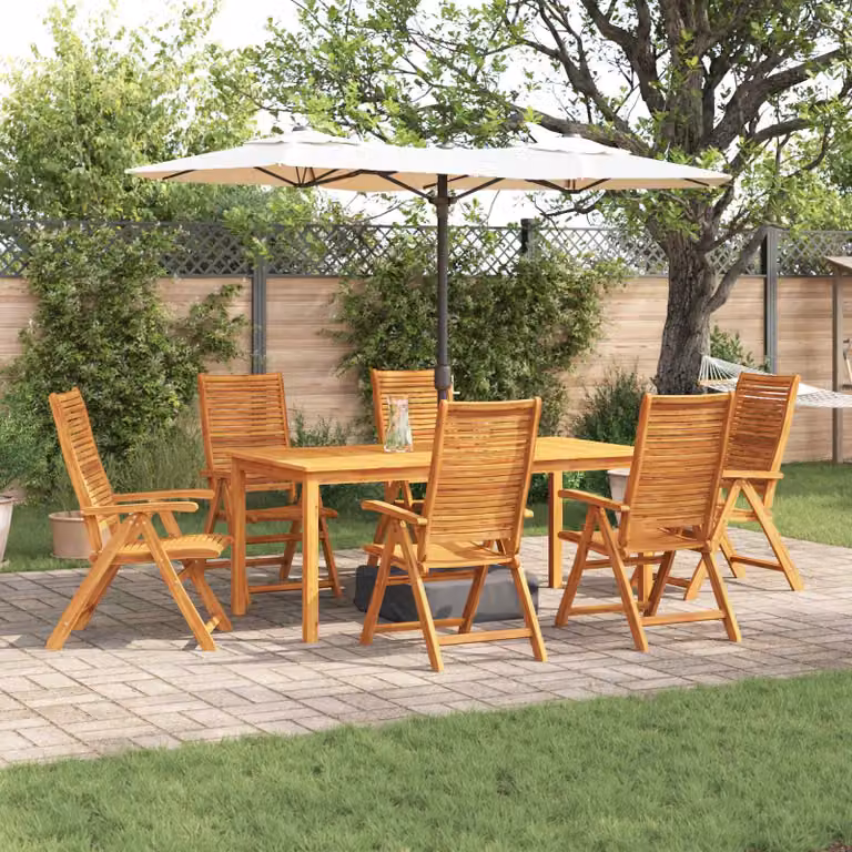 Set da pranzo per giardino e terrazzo vidaXL in legno di acacia marrone, 7 pezzi