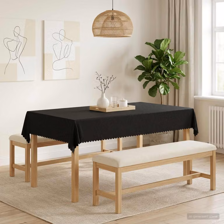 Set di 5 tovaglie rettangolari vidaXL in jacquard idrorepellente, Grigio Scuro, L: 140 cm x P: 200 cm