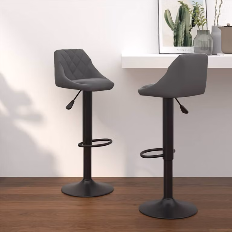 Set di 2 sedie da bar vidaXL in velluto grigio scuro con base girevole a 360 gradi