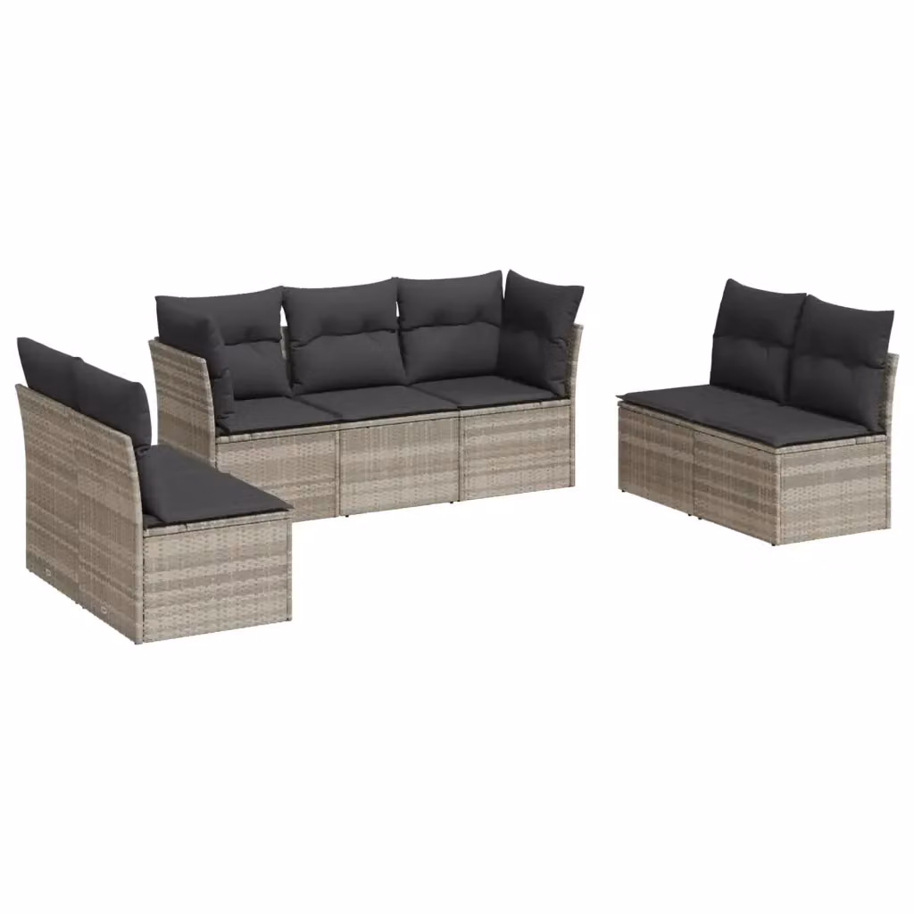 Set di Divani da Giardino a L VIDAXL in Polyrattan Grigio Chiaro con 7 Cuscini – 2