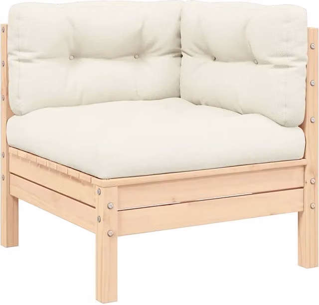 Set di Divani da Giardino a L vidaXL in Legno di Pino con Cuscini Beige