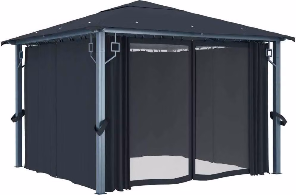 Gazebo con Tenda 300 x 300 cm Antracite Alluminio