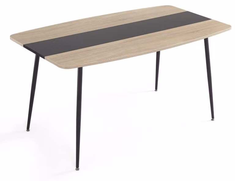 Tavolo da pranzo, dimensioni 150x85 cm, in legno di quercia, vetro e metallo, per 4-6 persone