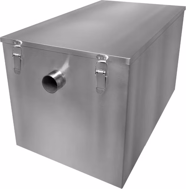 Separatore di grasso commerciale KuKoo in acciaio inox color argento con filtro intercettatore per rifiuti, capacità 120 l, L/P/H: 65 x 45 x 41 cm – 1