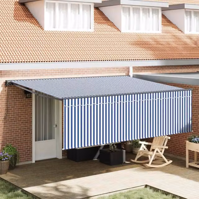 Tenda retrattile Blu e Bianco 400 × 300 cm 3330854