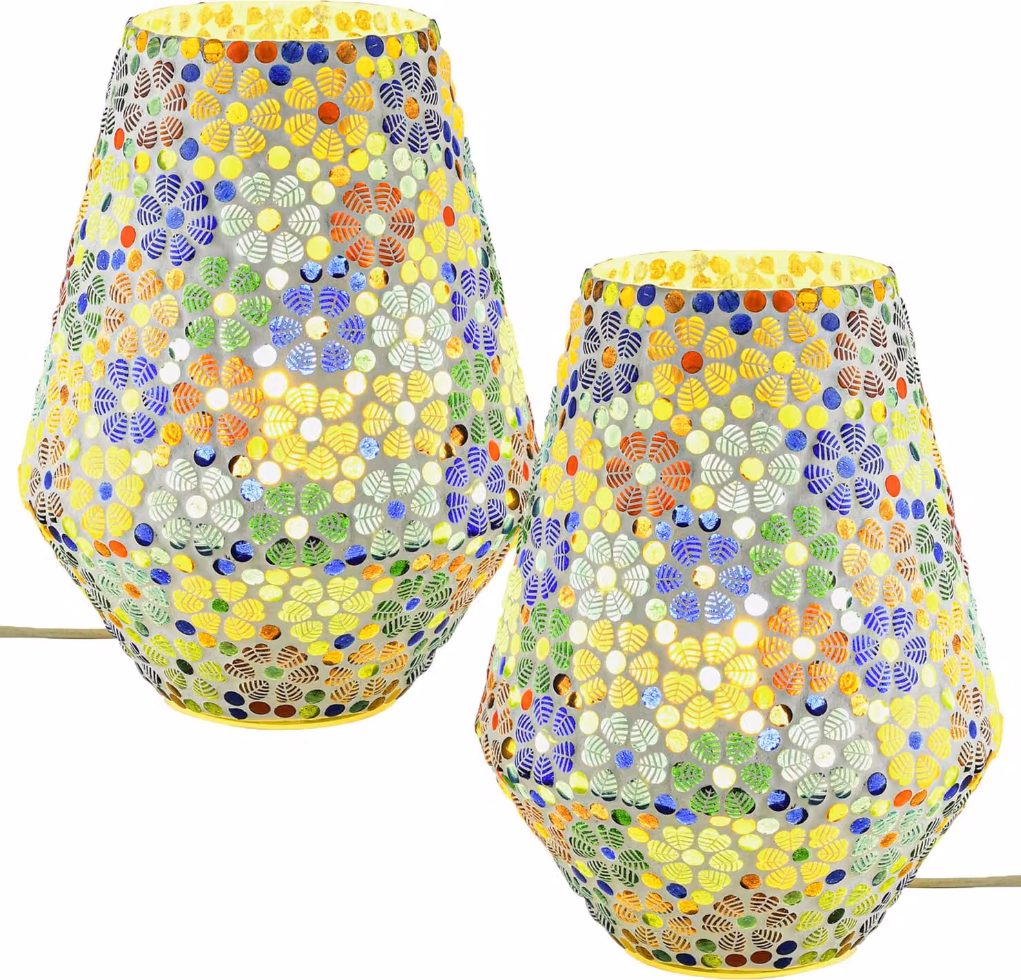 set di 2 lampade da tavolo boho decorative lampada da comodino in vetro mosaico ficus -3-