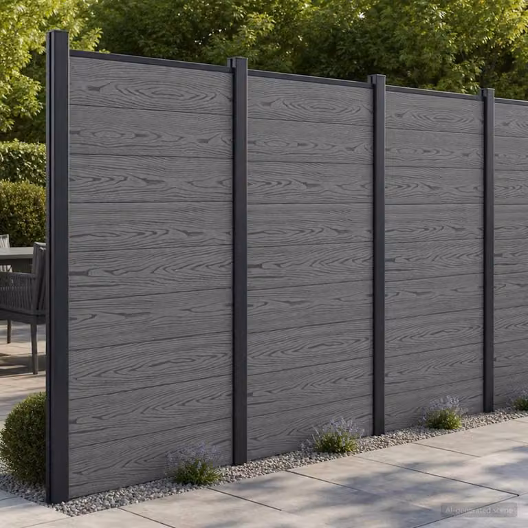 Pannello di Recinzione vidaXL in WPC e Alluminio Grigio L: 95 cm, H: 186 cm