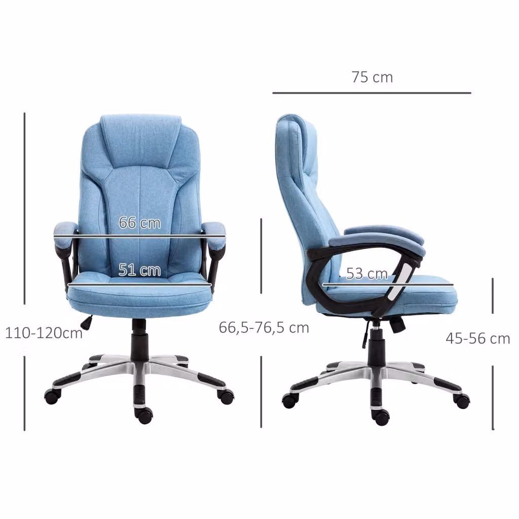 Sedia da ufficio ergonomica WISHDOR blu, girevole 360°, con braccioli e ruote, ideale per home office – 2