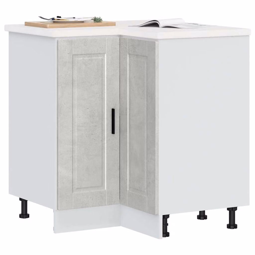 Base ad angolo per cucina vidaXL in legno e MDF, colore grigio cemento opaco, L/P/H: 75,5 x 75,5 x 81,5 cm