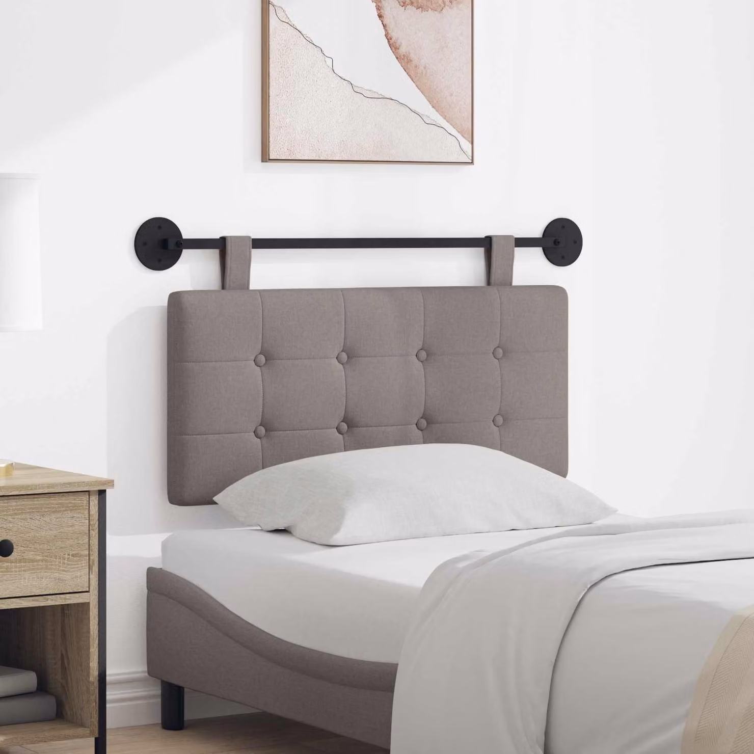 Testiera sospesa moderna vidaXL in tessuto grigio con pannello imbottito