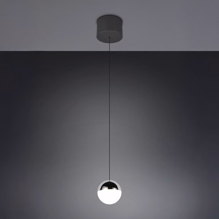 Reality Leuchten Lampada a sospensione Senta, Cromo / Argento, Soggiorno / Sala da pranzo, Plastica, Moderno, Lampada a sospensione